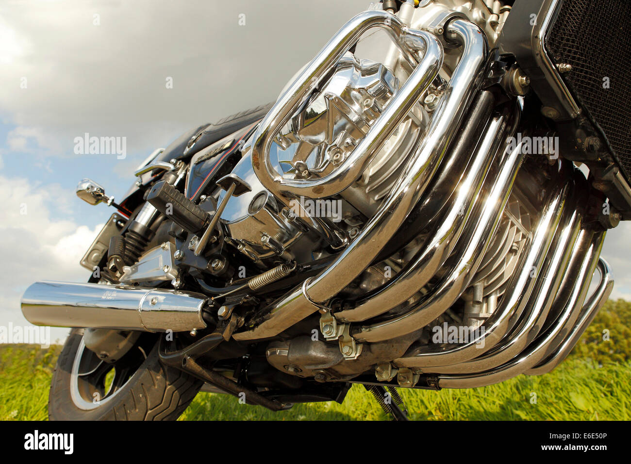 Motorcycle, Kawasaki Z1300 engine Stock Photo