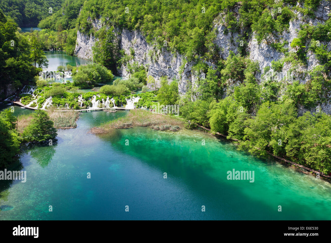 The lower lakes, Gavanovac Lake and Milanovac Lake, Plitvice Lakes National Park, UNESCO World Heritage Site, Croatia Stock Photo