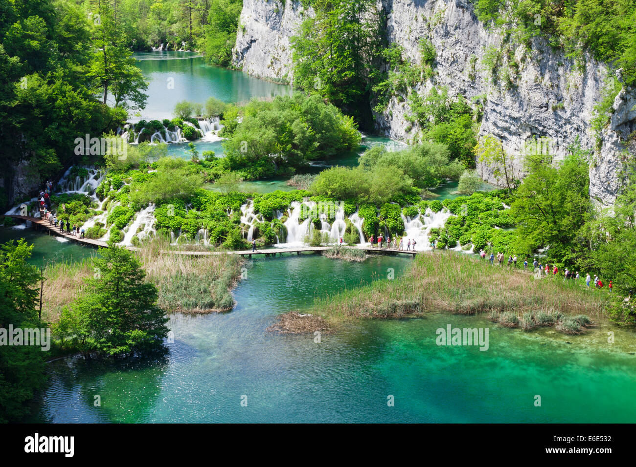 The lower lakes, Gavanovac Lake and Milanovac Lake, Plitvice Lakes National Park, UNESCO World Heritage Site, Croatia Stock Photo
