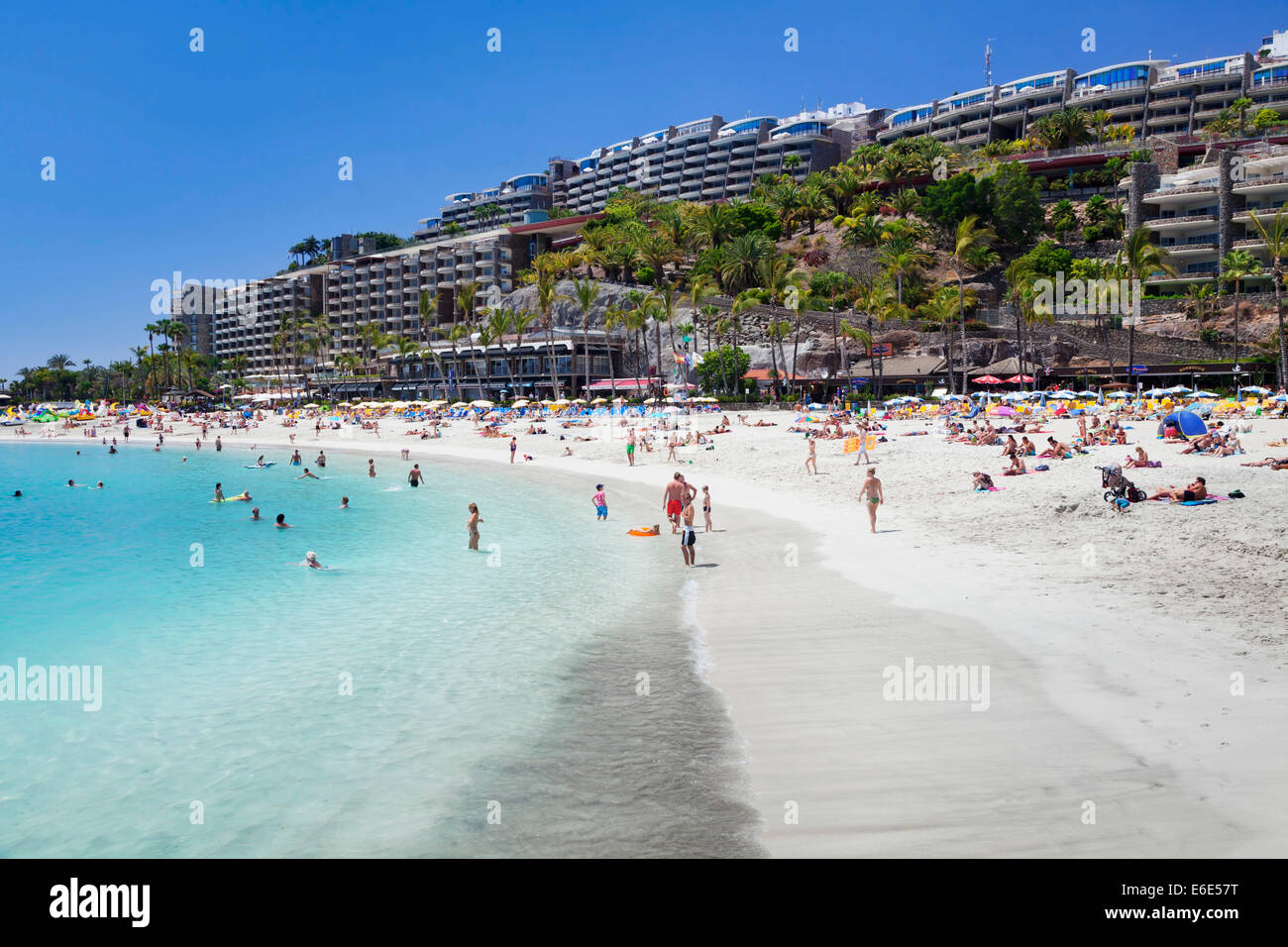 Beach, Anfi del Mar, Playa de la Verga, Gran Canaria, Canary Islands, Spain Stock Photo