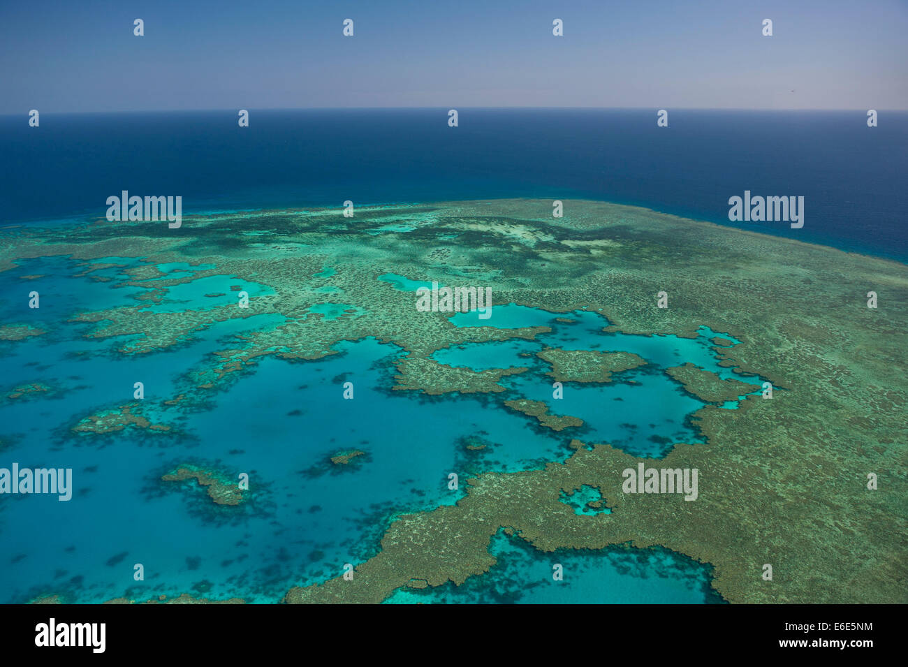 Aerial view of the Great Barrier Reef, UNESCO World Heritage Site, Queensland, Australia Stock Photo