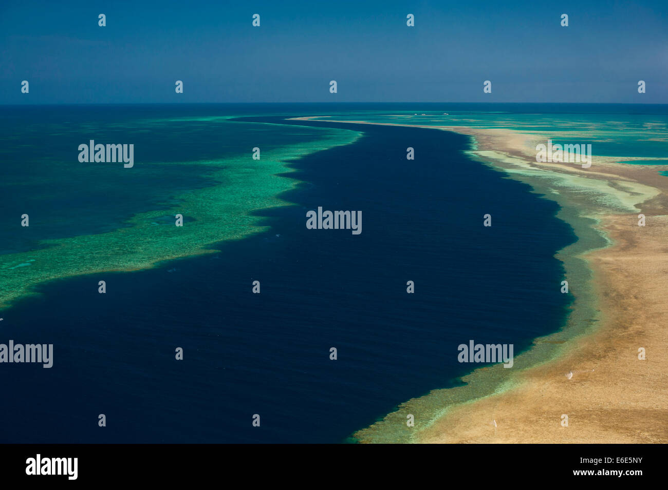 Aerial view of the Great Barrier Reef, UNESCO World Heritage Site, Queensland, Australia Stock Photo