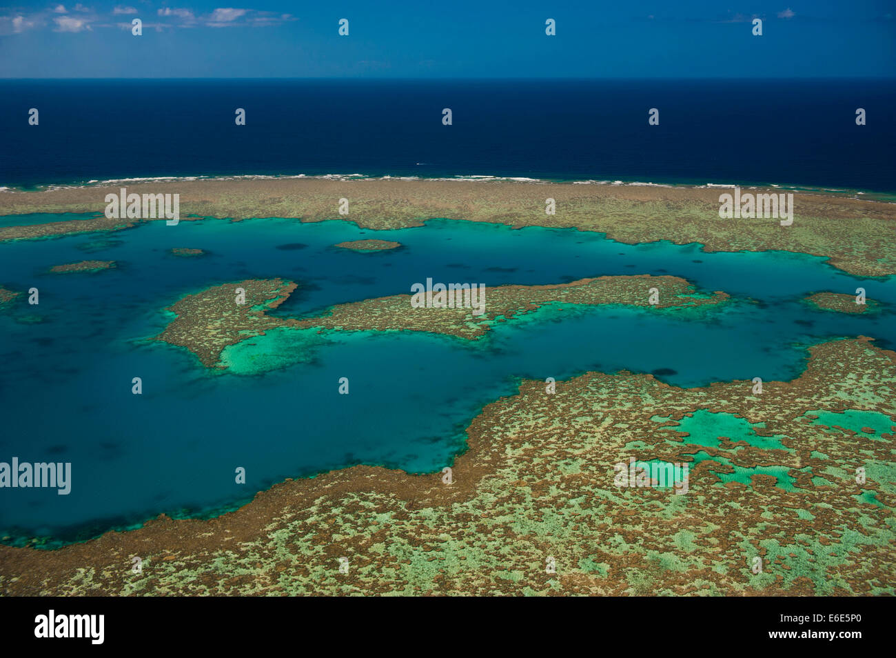 Aerial view of the Great Barrier Reef, UNESCO World Heritage Site, Queensland, Australia Stock Photo