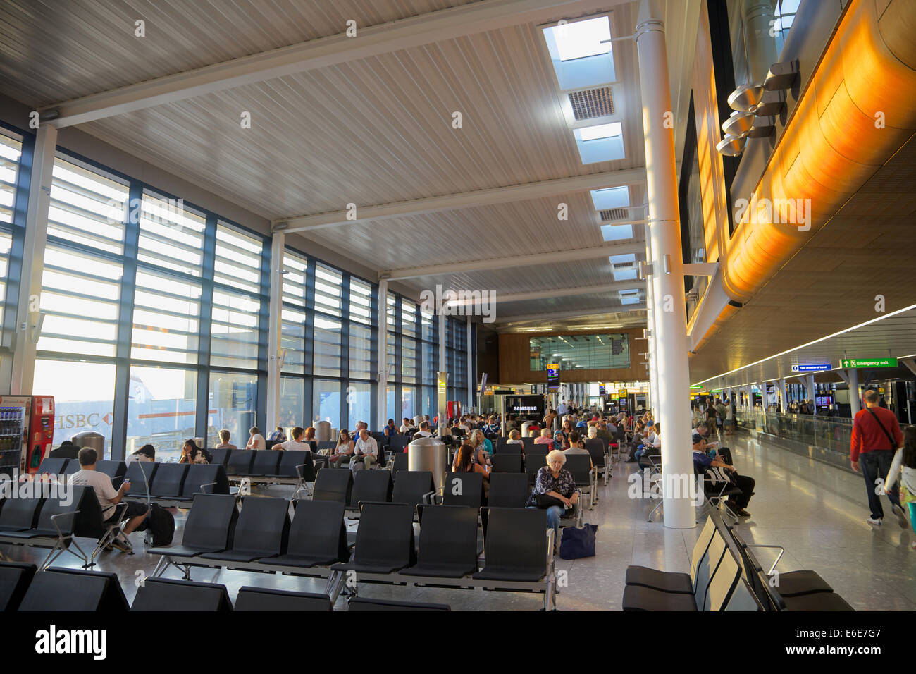 The waiting area at the new terminal 2 building, Heathrow airport