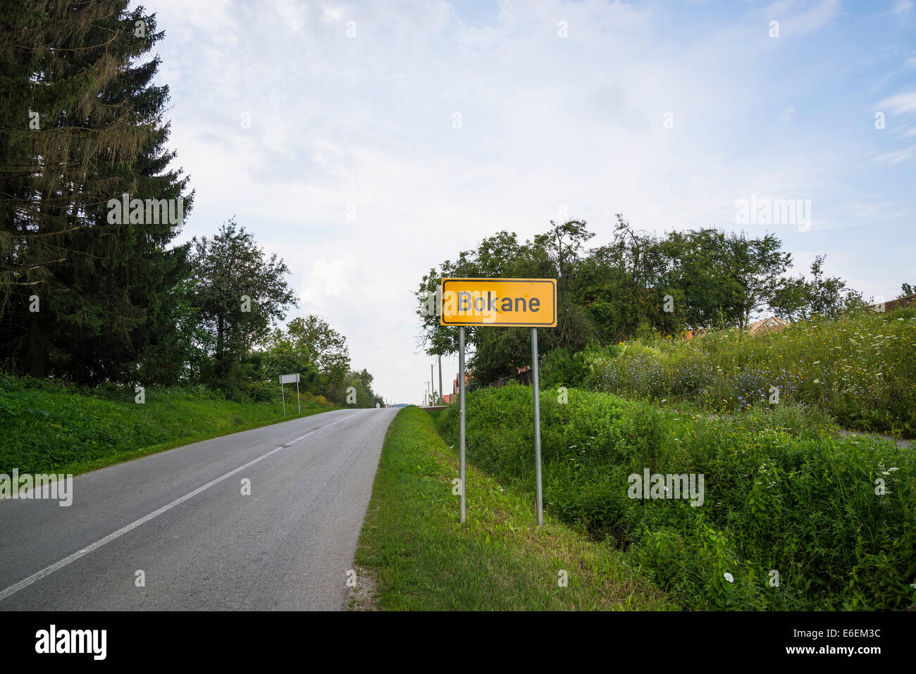 Bokane, one street village  in Western Slavonia near Vocin, Croatia Stock Photo