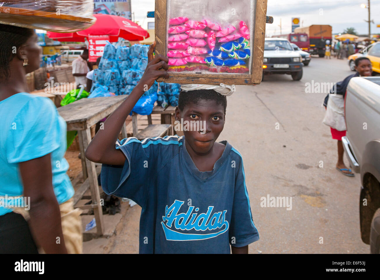 Street vendors at road junction, Accra, Ghana, Africa Stock Photo Alamy