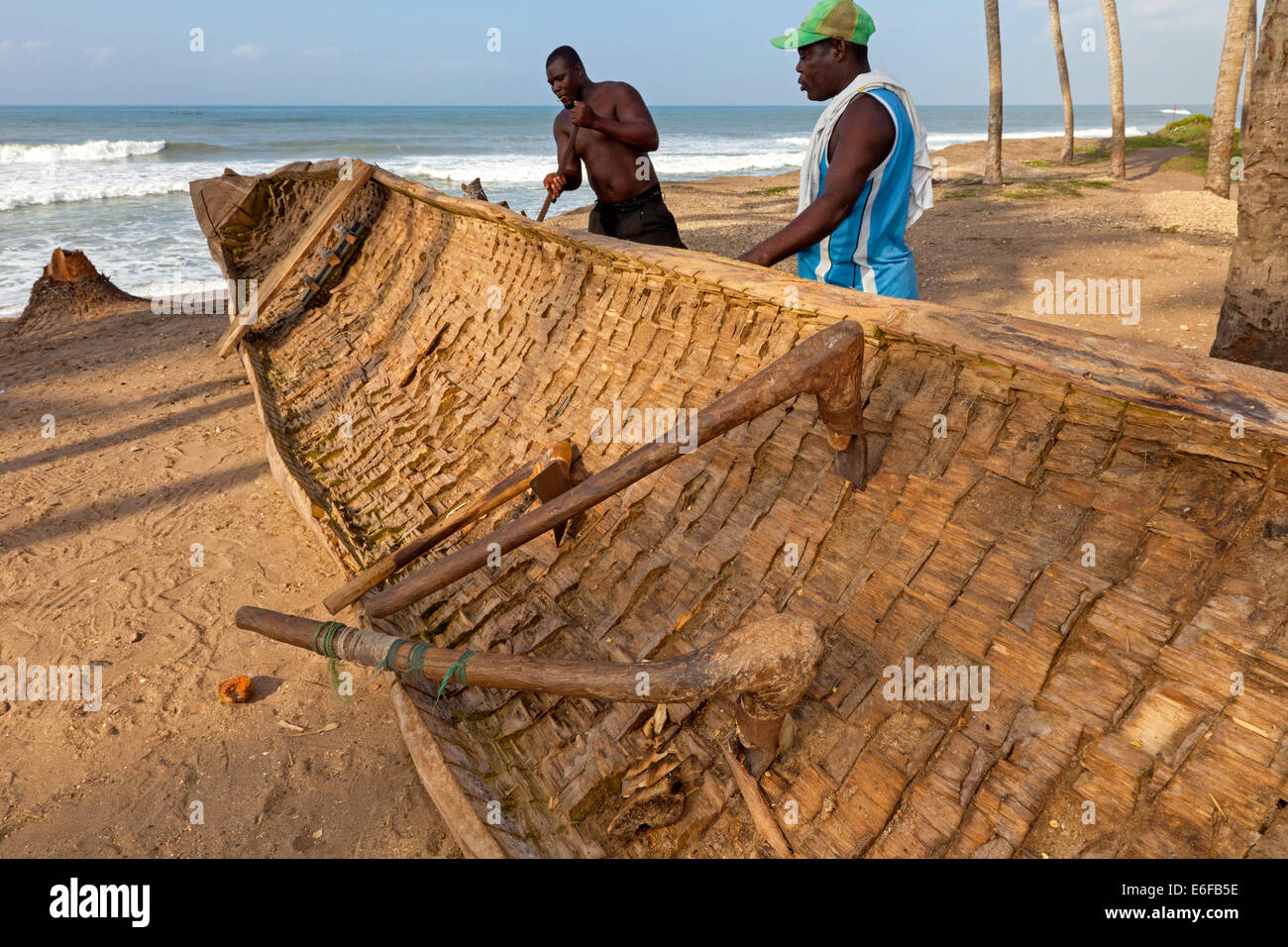 Fishing boats at Prampram, Greater Accra, Ghana, Africa Stock Photo