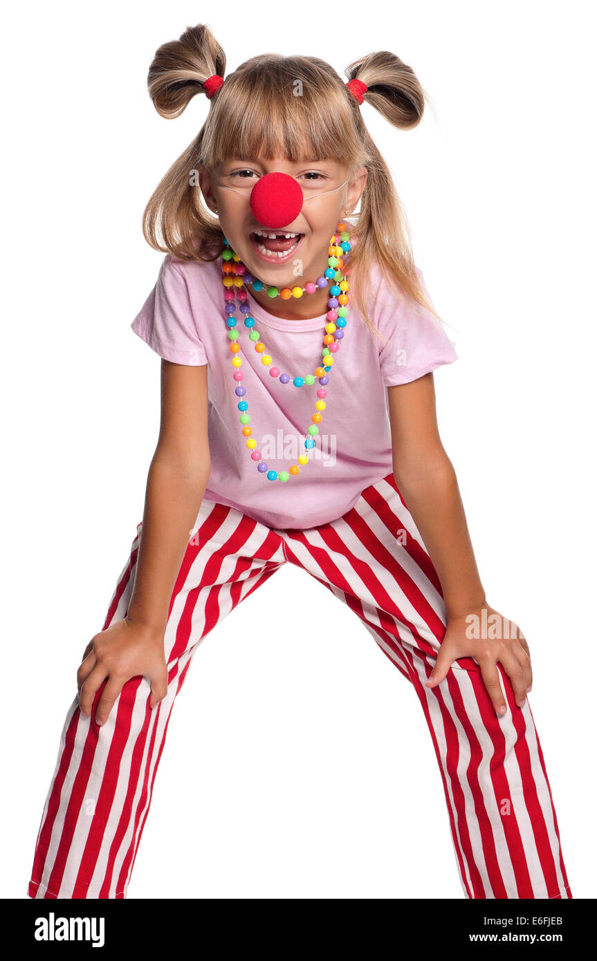 Little girl with clown nose Stock Photo