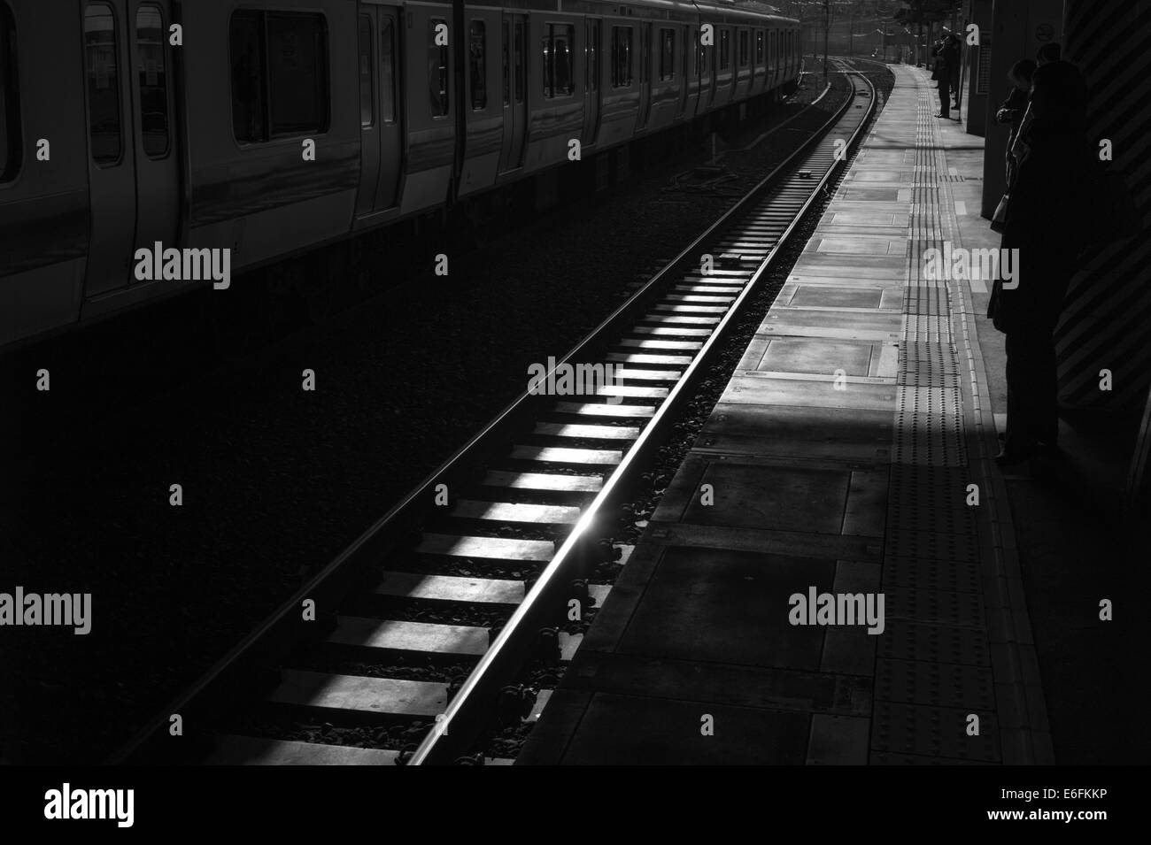 Tokyo Metro Rails Stock Photo