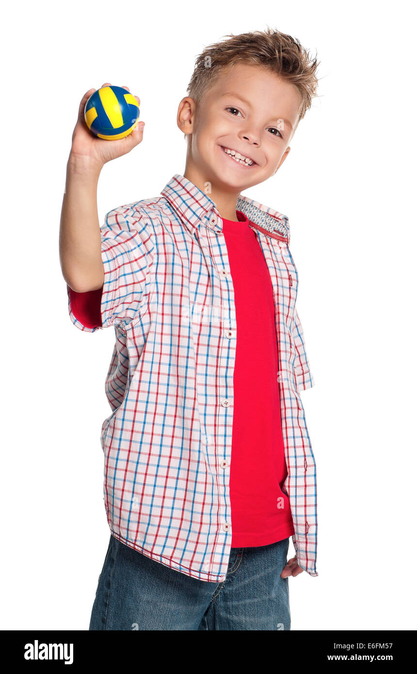 Boy with volleyball ball Stock Photo