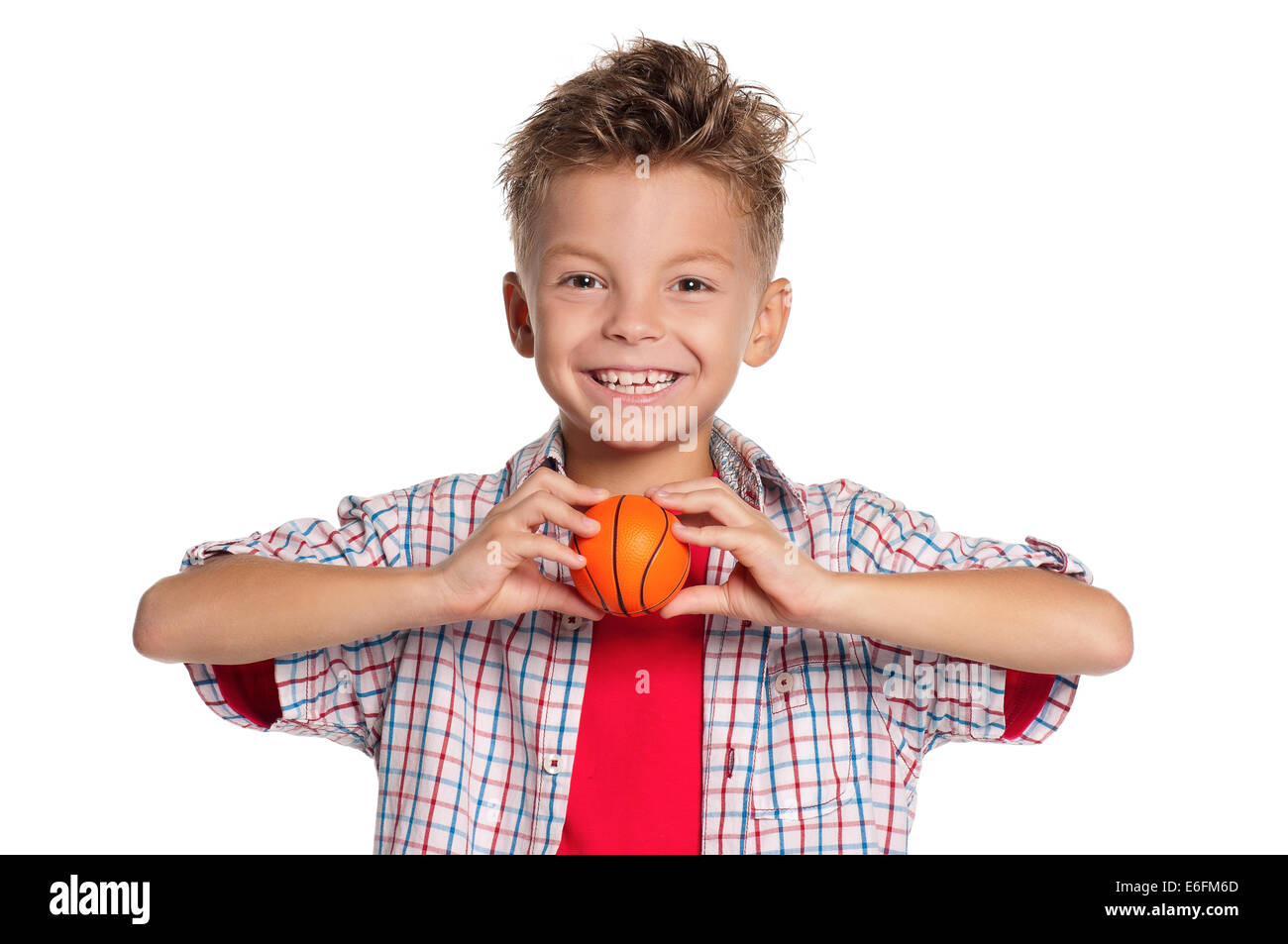 Boy with basketball ball Stock Photo