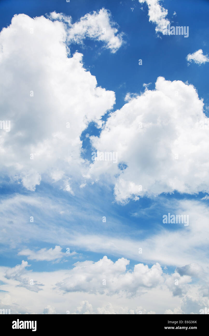 Blue sky background with white clouds in summer time Stock Photo - Alamy