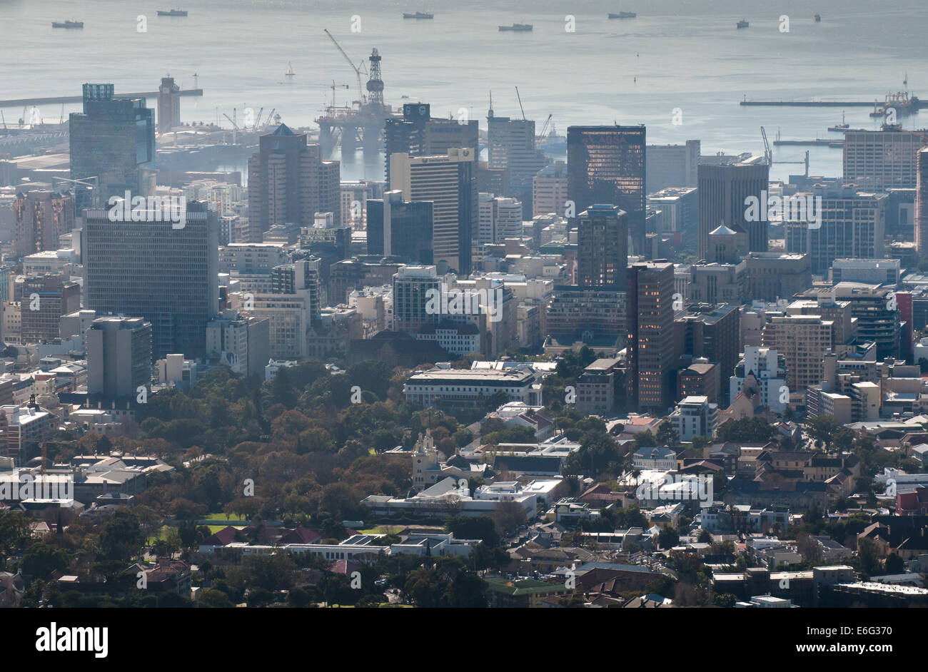 Cape Town City Bowl district viewed from Table Mountain Stock Photo Alamy