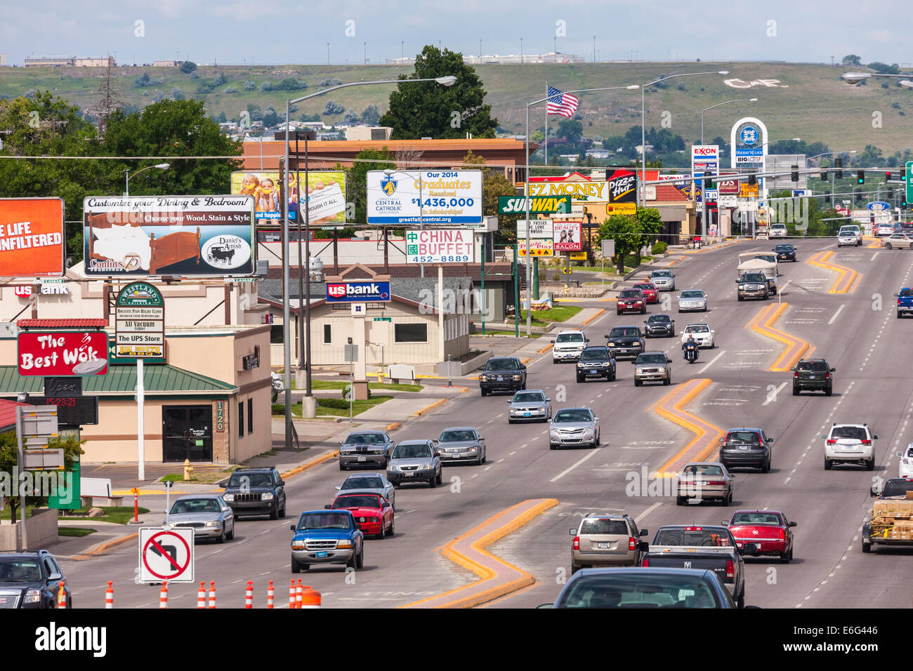 Six lanes of Traffic in Both Directions, 10th Avenue South, Great Falls
