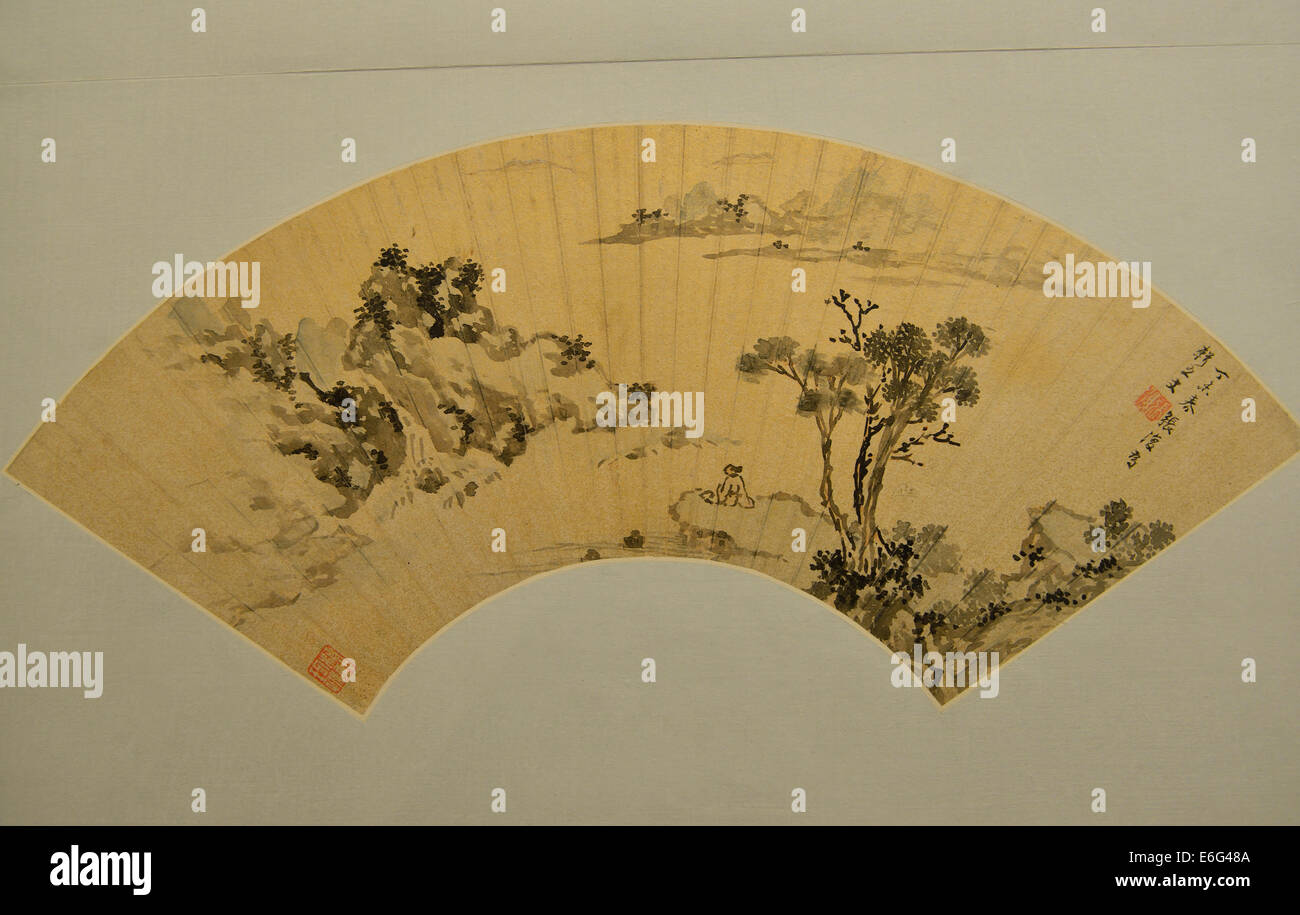Fan painting by Zhang Fu (1403  1490) Stock Photo