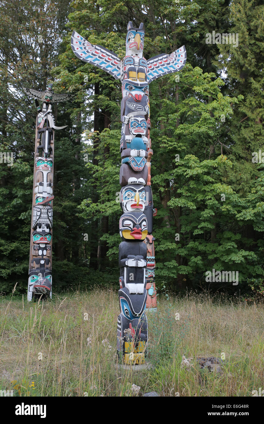Native American Totem Pole Vancouver Stanley park Stock Photo