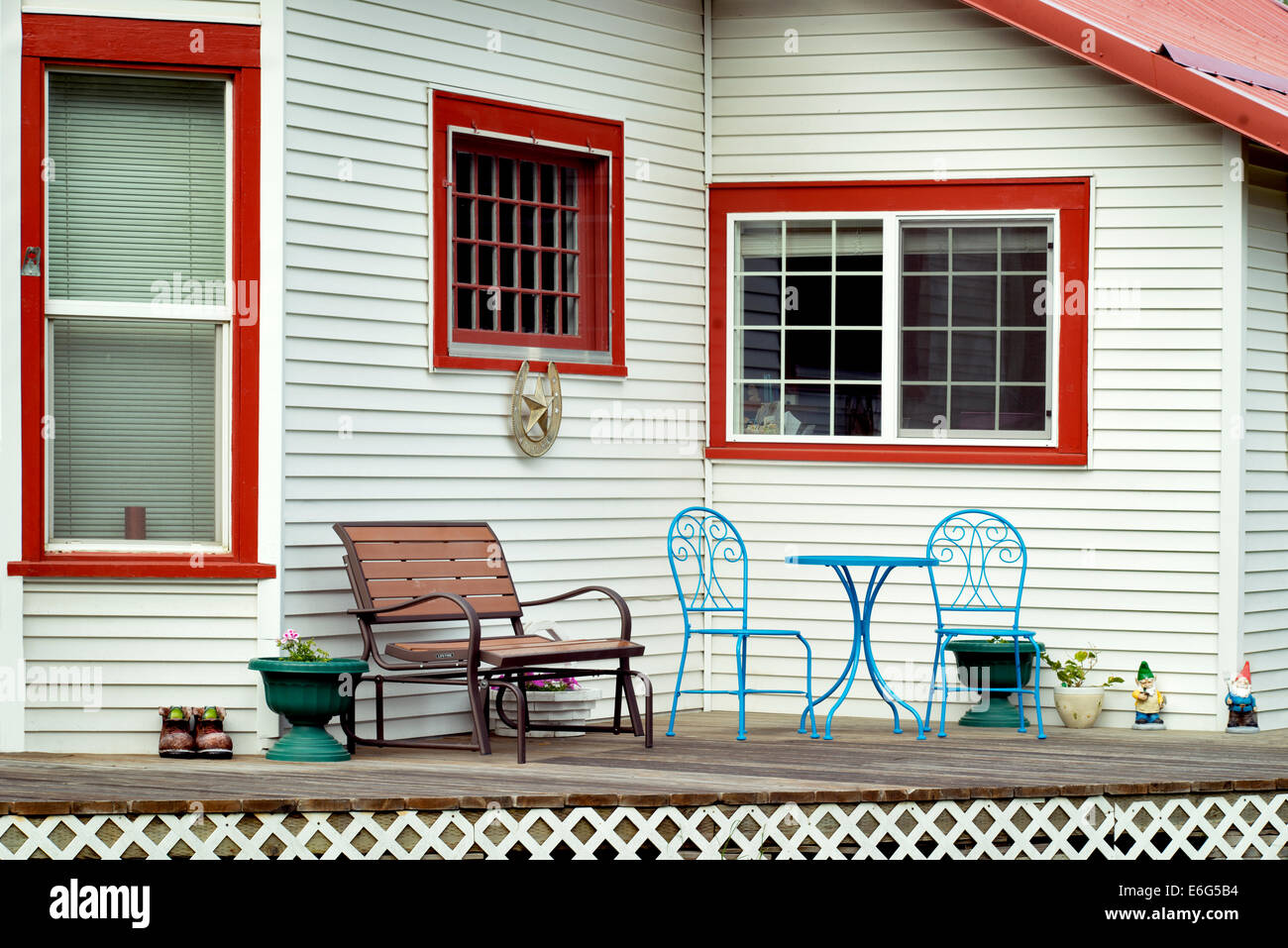 House and porch. Joseph, Oregon Stock Photo