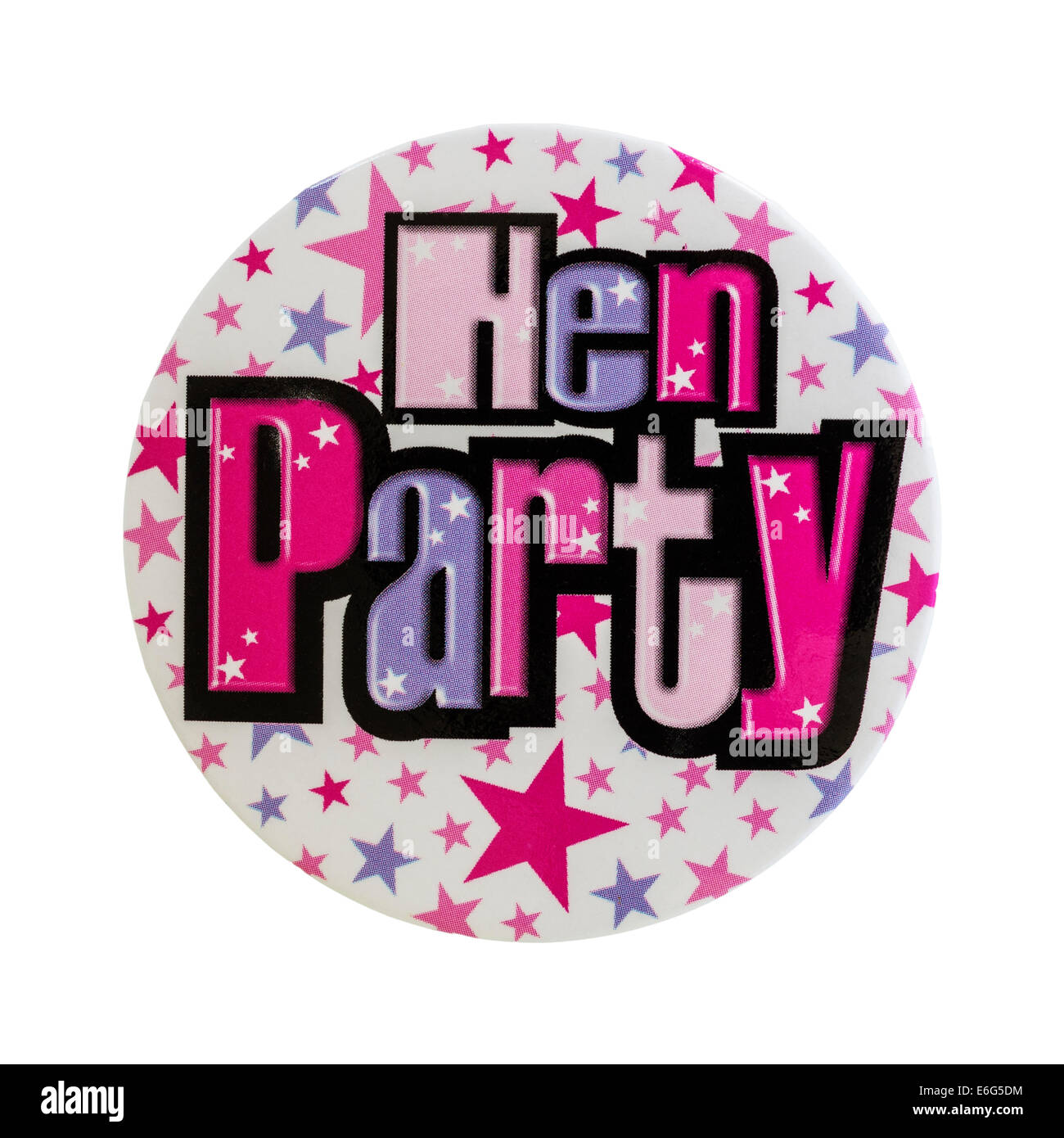 A badge for a hen night on a white background Stock Photo