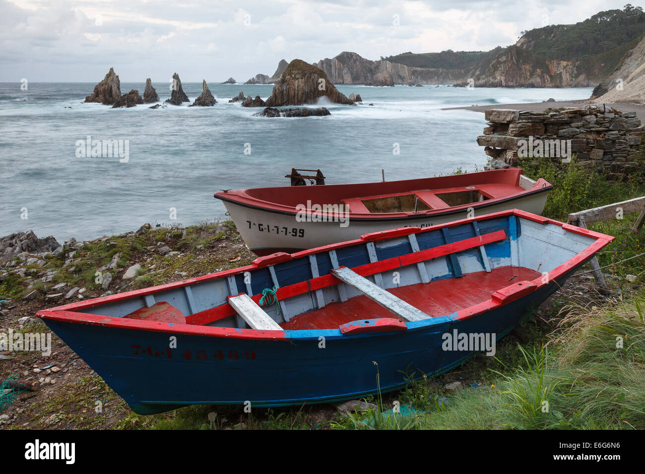 La Gueirua beach. Cudillero. Cantabrian Sea. Asturias province. Spain. Europe Stock Photo