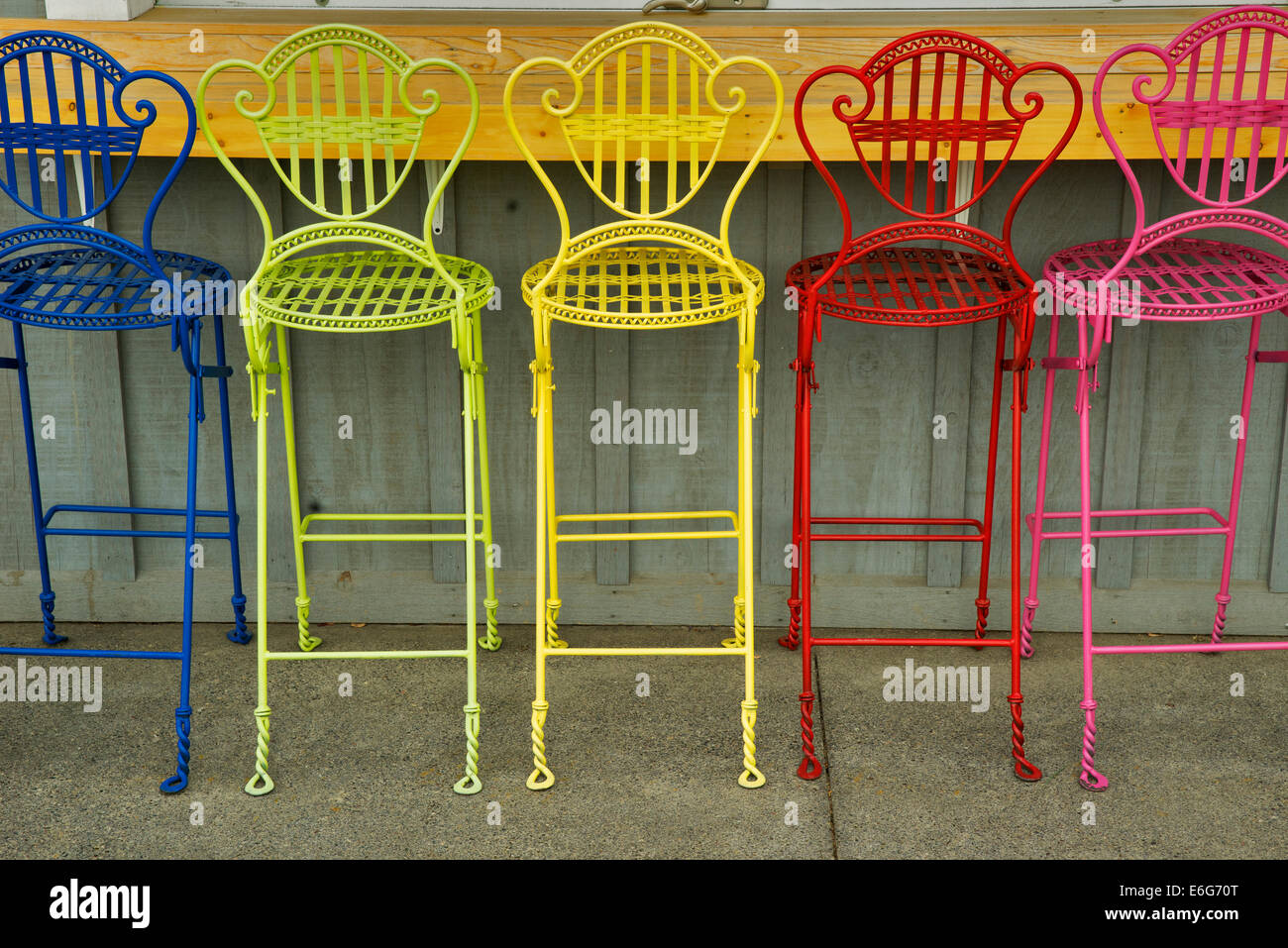 Colorful chairs. Joseph, Oregon Stock Photo