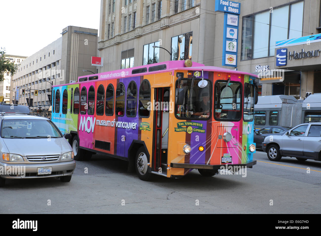 colorful tour bus Vancouver Stock Photo