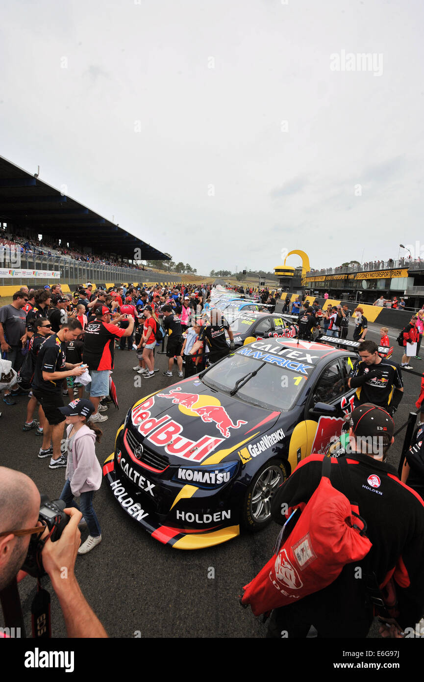 Swedish touring car driver Robert Dahlgren took the all new Volvo V8 Supercars out for first laps at Sydney Motorsport Park during the V8 Test day. Fastest time went to Fabian Coulthard.  Featuring: Atmosphere Where: Sydney, Australia When: 15 Feb 2014 Stock Photo