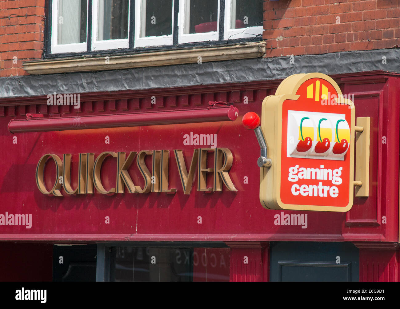 Quicksilver gaming centre sign Chester-le-Street, north east England, UK Stock Photo