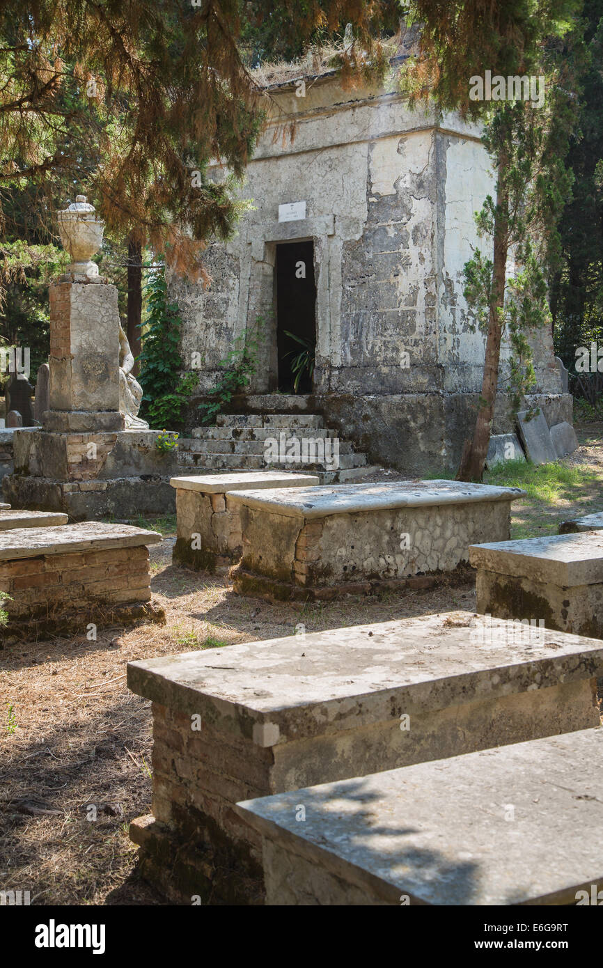 Sightseeing in Corfu Town: interesting place - ancient and old british  cemetery after the war Stock Photo - Alamy
