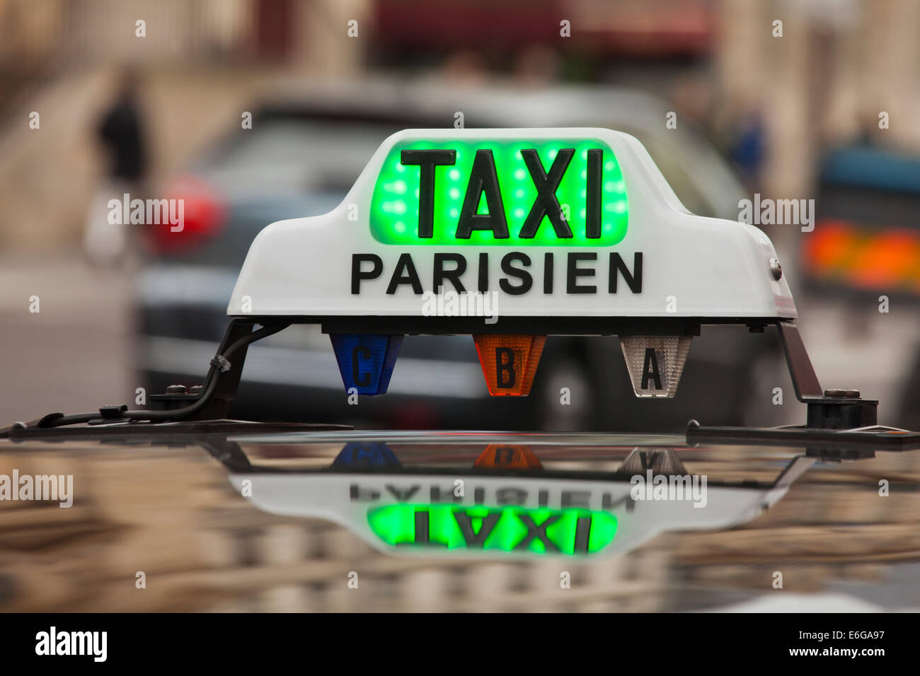 paris taxi sign on a car Stock Photo