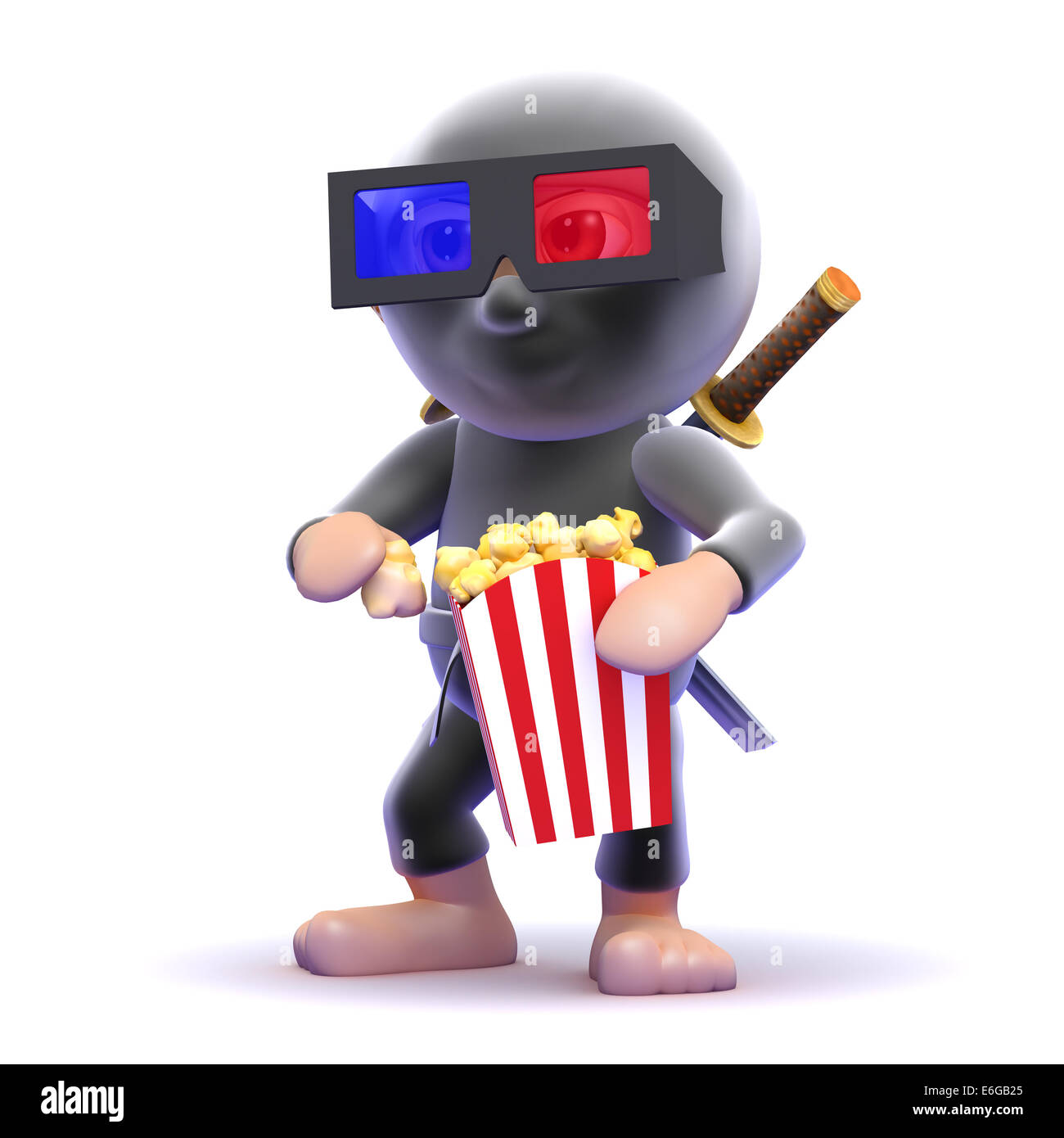 3d render of a ninja eating popcorn at the movies Stock Photo Alamy