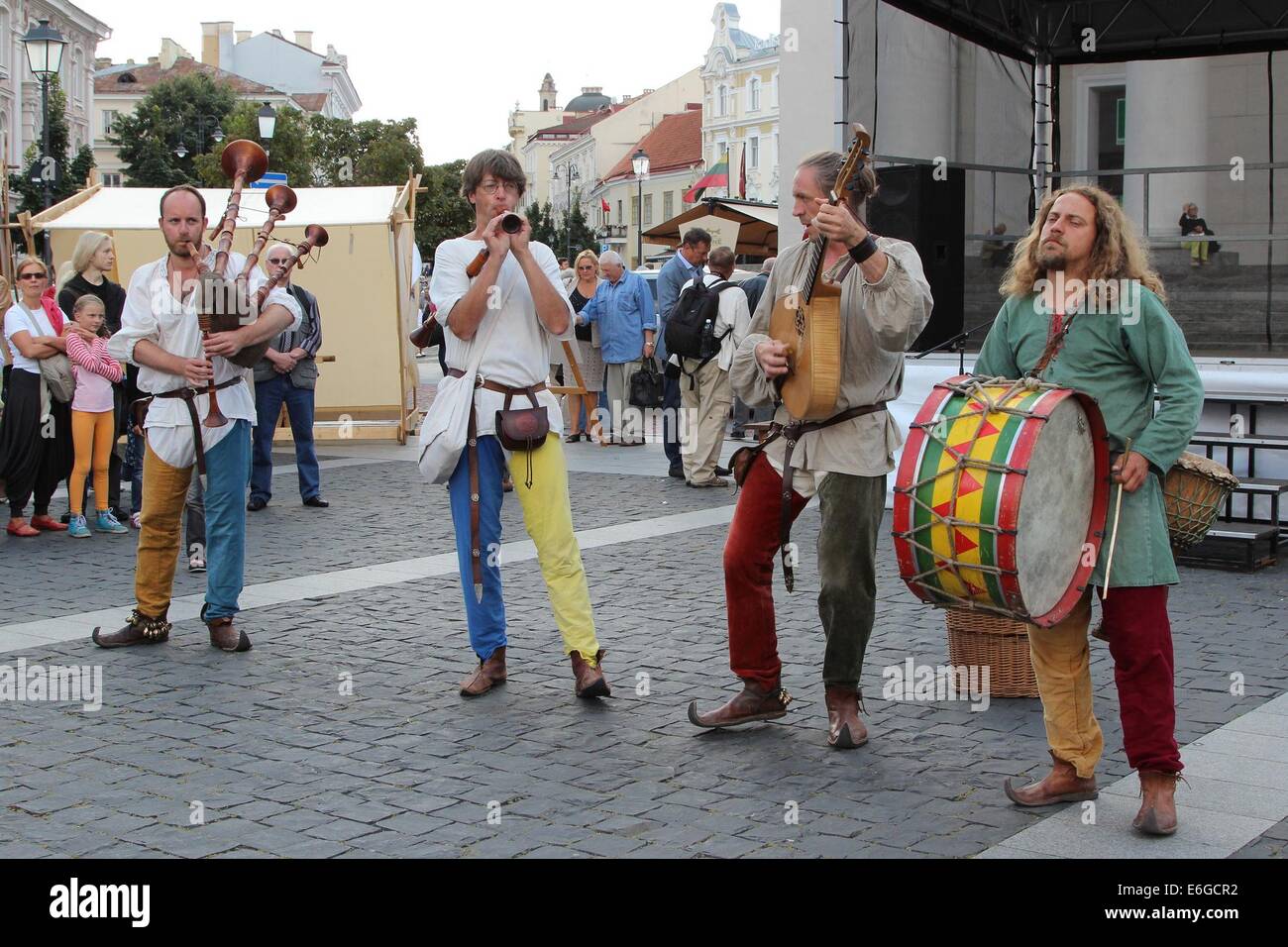 Vilnius, Lithuania. 22nd Aug, 2014. A music band from Czech performs on