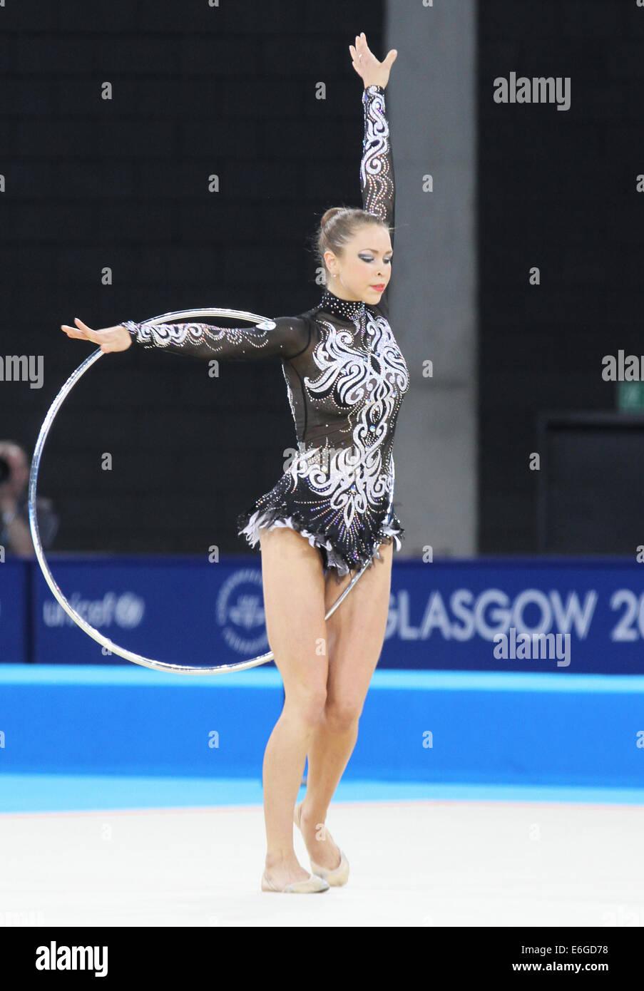 Francesca JONES of Wales in the Rhythmic Gymnastics (hoop section) at the 2014 Commonwealth games in Glasgow. Stock Photo