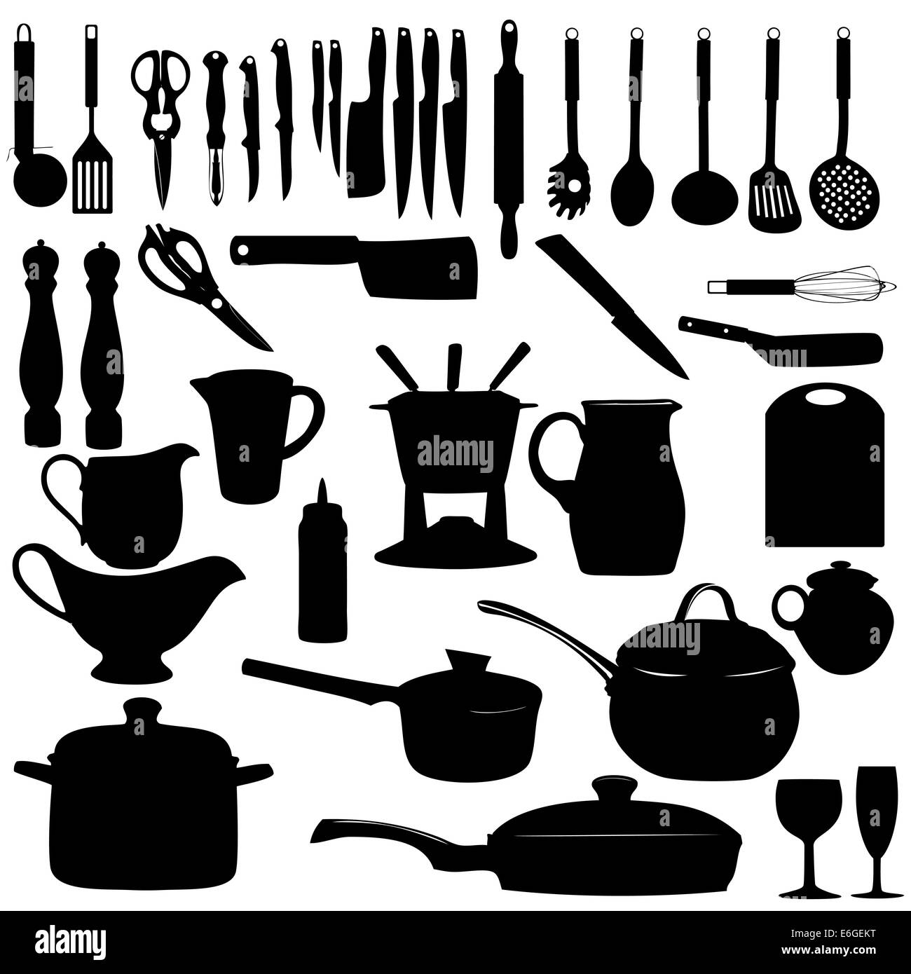 Kitchen tools Silhouette Vector illustration Stock Photo
