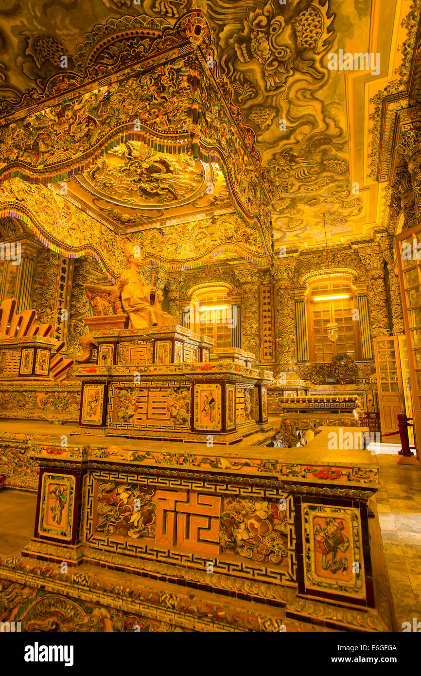 Khai Thanh Dinh's gilded tomb in Hue Vietnam Stock Photo
