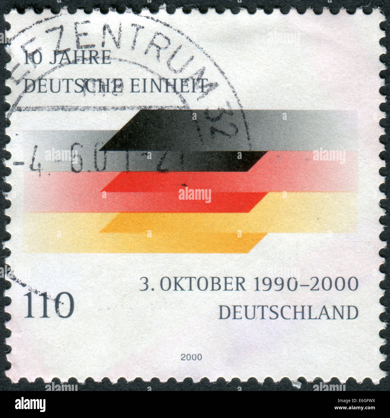 Postage stamp printed in Germany, dedicated to the 10th anniversary of the Reunification of