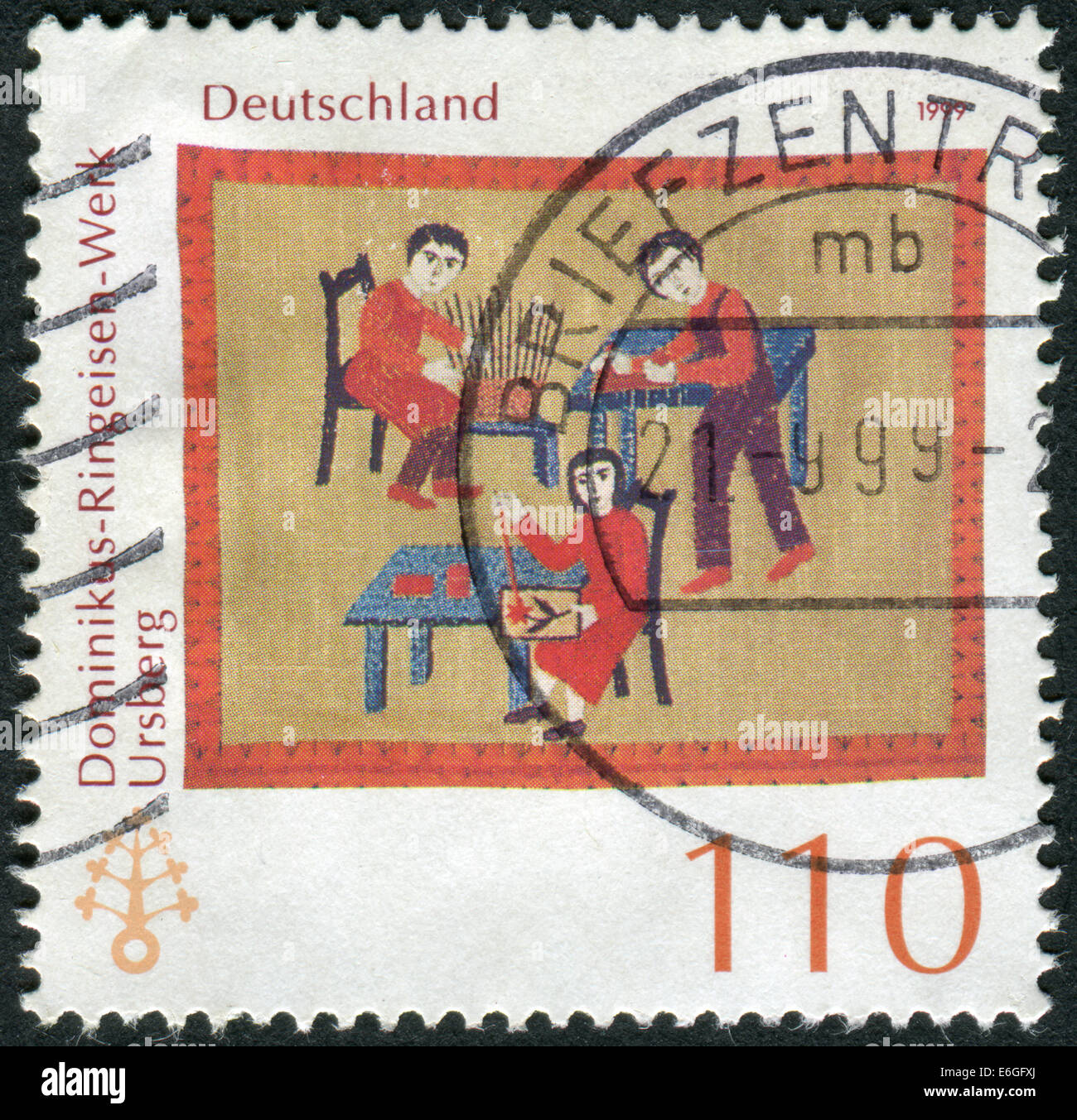 Postage stamp printed in Germany, dedicated to the 115th anniversary of Dominikus-Ringeisen Institution, Ursberg Stock Photo