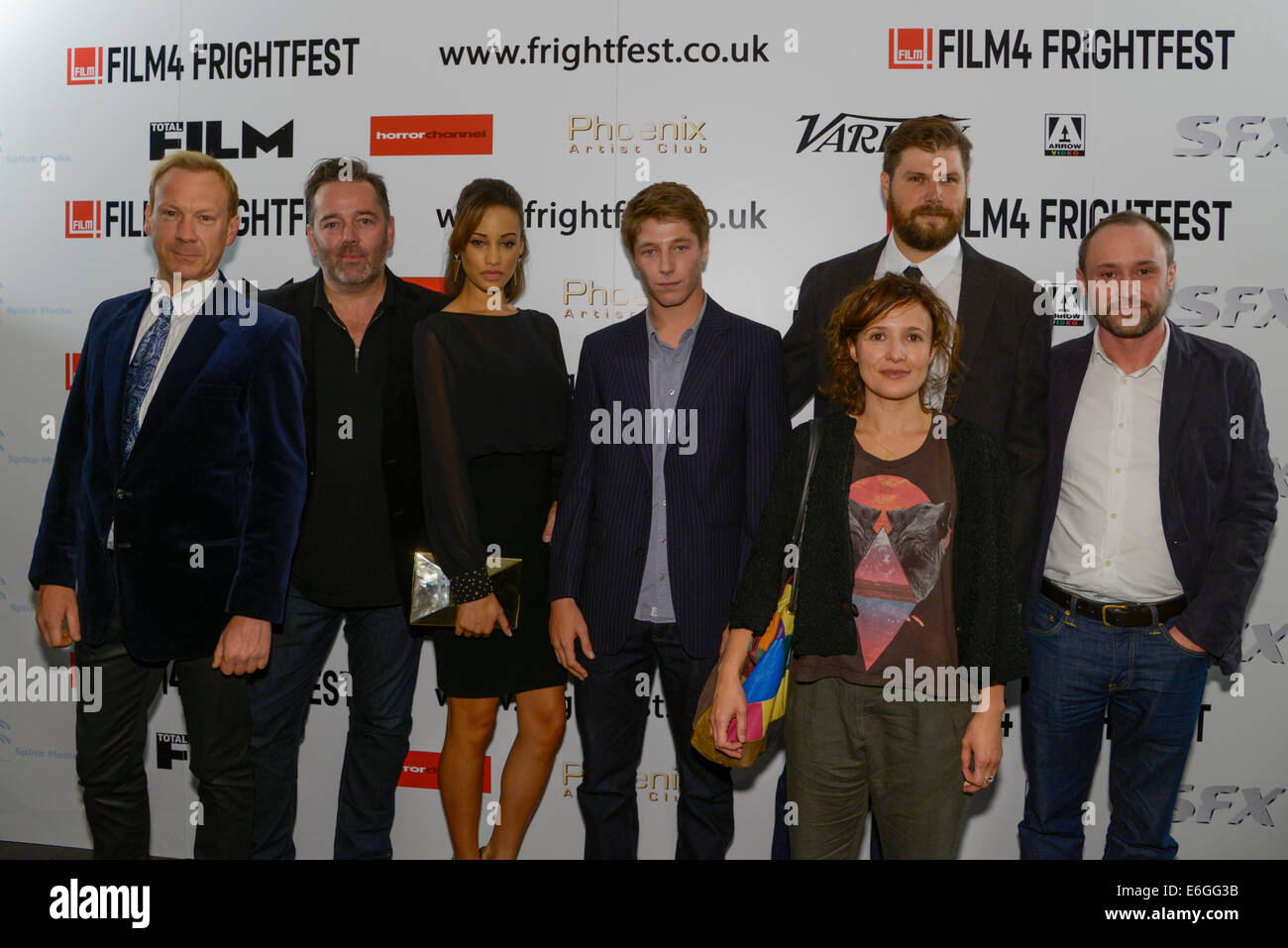 The 15th Film4 Frightfest on 22/08/2014 at The VUE West End, London. The 15th Film4 Frightfest. The World Premiere of The Forgotten. Persons pictured: Shaun Dingwall, James Doherty, Elarica Gallacher, Clem Tibber, Lyndsey Marshal, Oliver Frampton. Picture by Julie Edwards Stock Photo