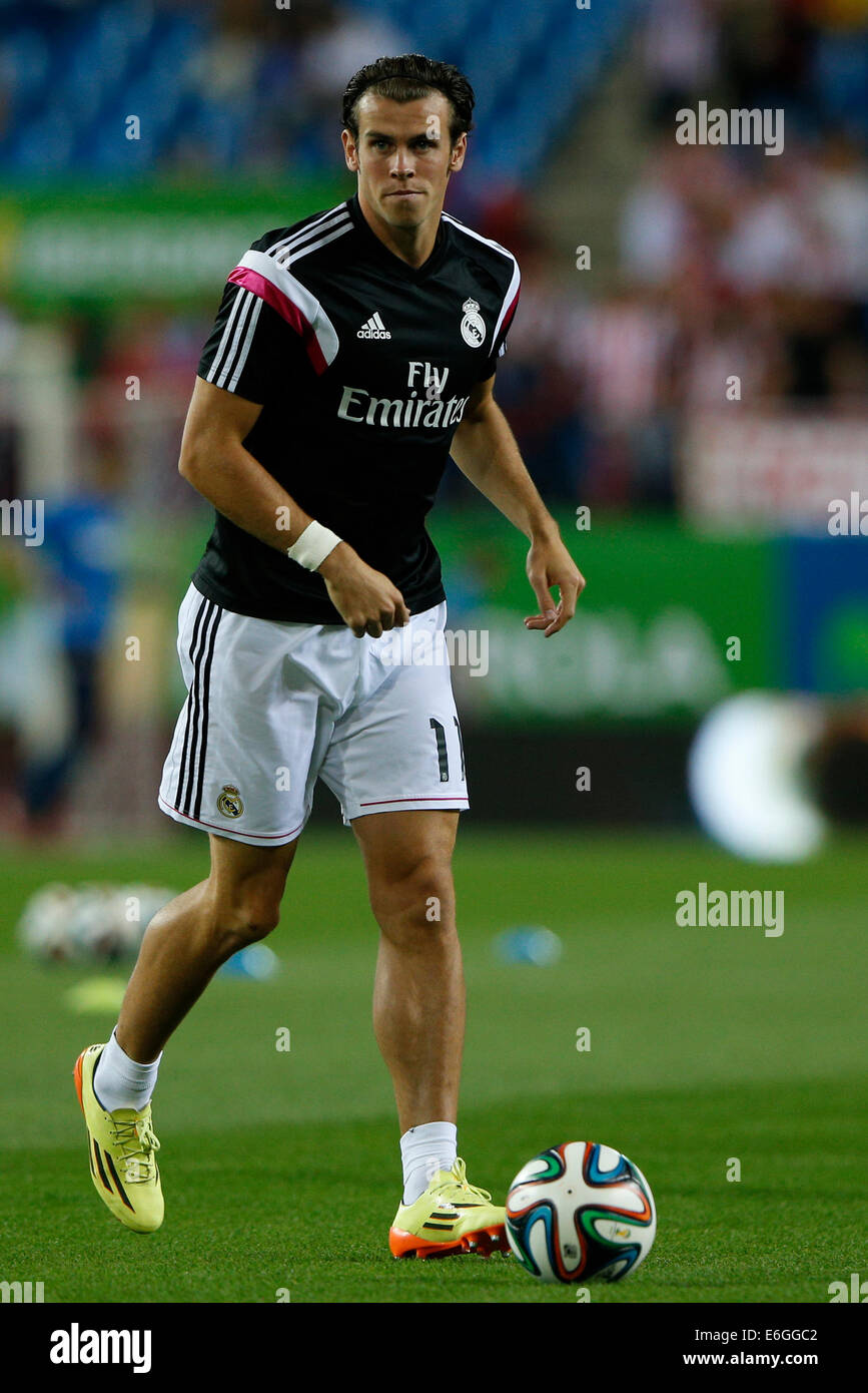 Madrid, Spain. 22nd Aug, 2014. Spanish Supercup, second leg. Atletico Madrid versus Real Madrid from the Vicente Calderon stadium. Gareth Bale (Real Madrid) Credit:  Action Plus Sports/Alamy Live News Stock Photo