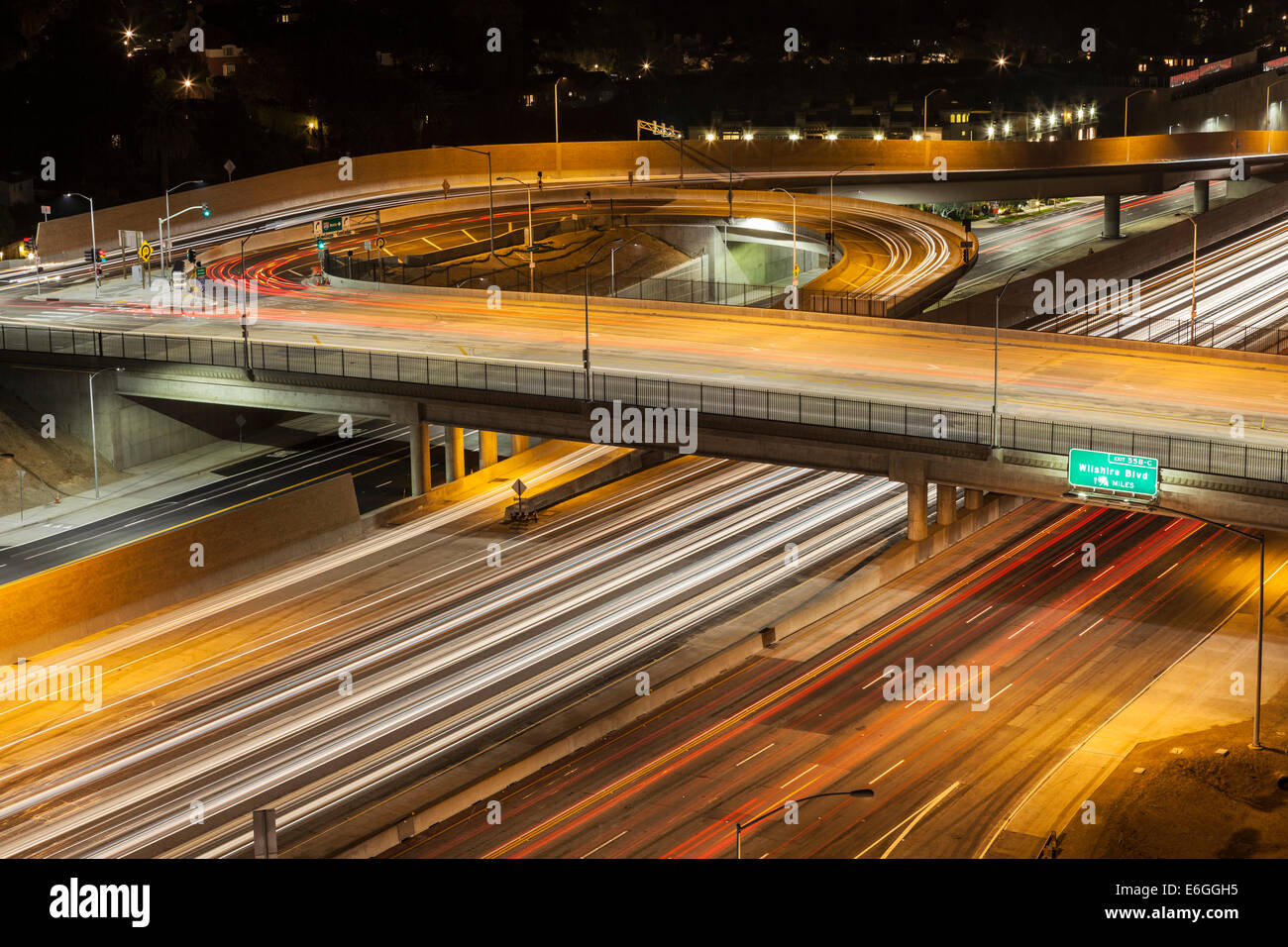 Sunset Blvd on ramp to the San Diego 405 Freeway in Los Angeles, California. Stock Photo