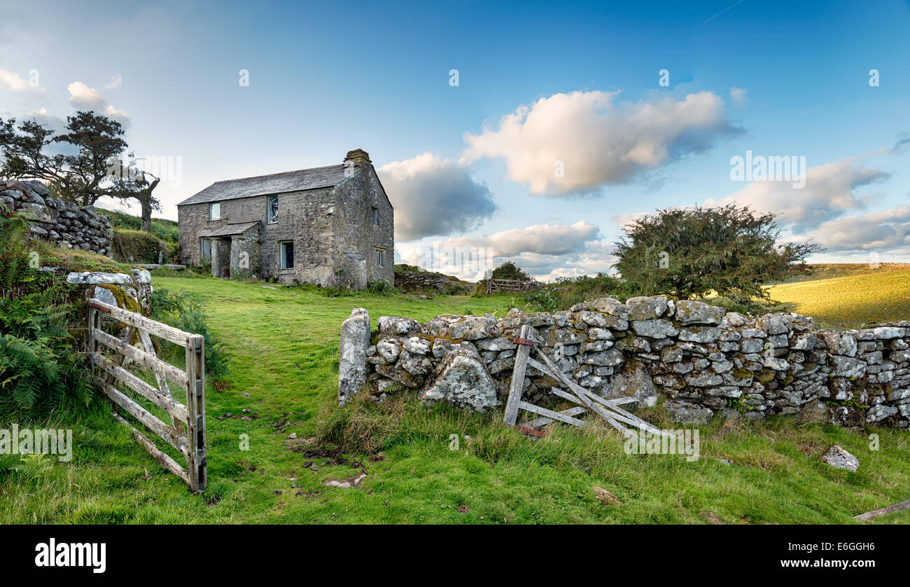 An old abandoned farm cottage on Bodmin Moor in Cornwall Stock Photo