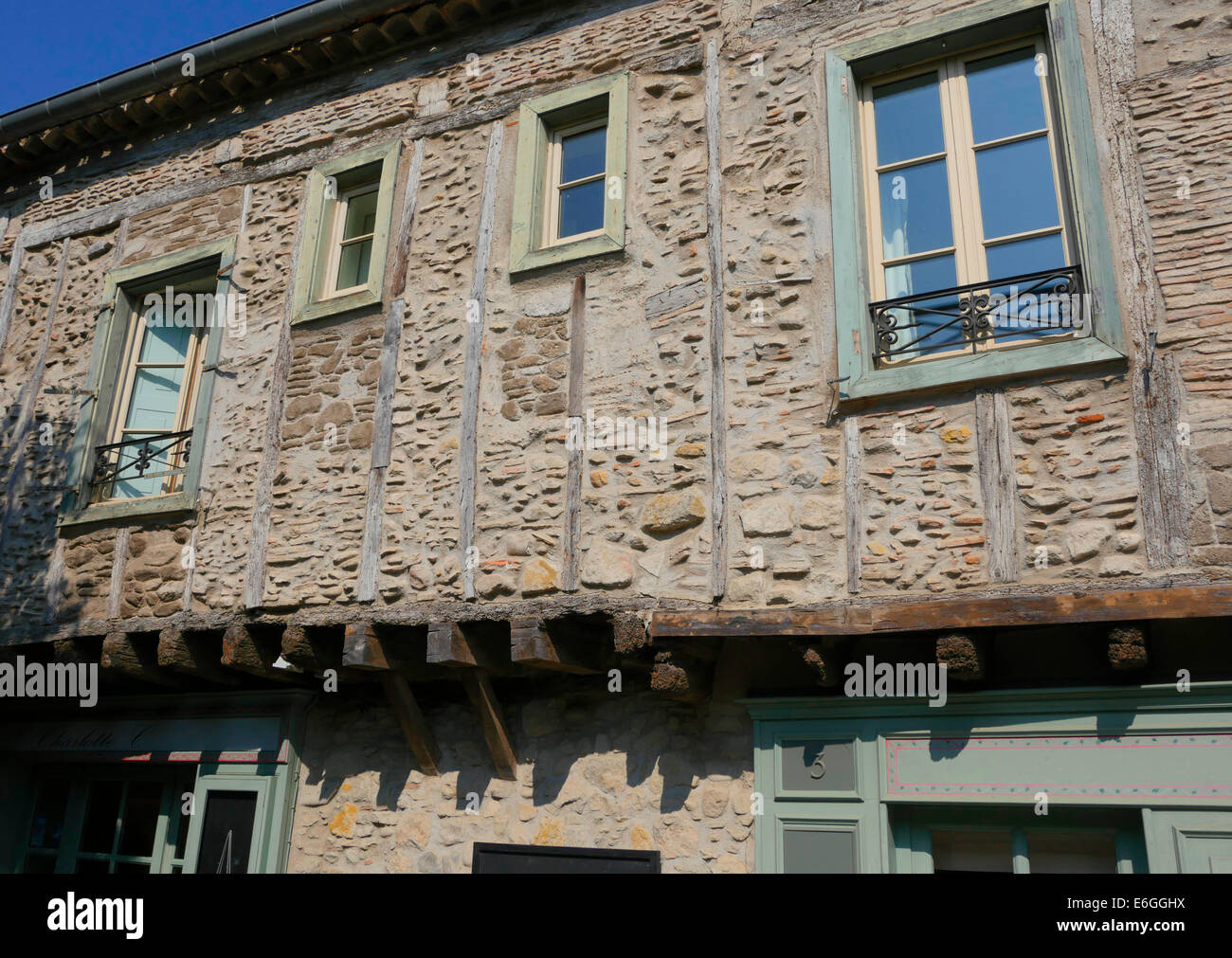 Old lath and plaster walls on houses in Carcassonne in France Stock Photo