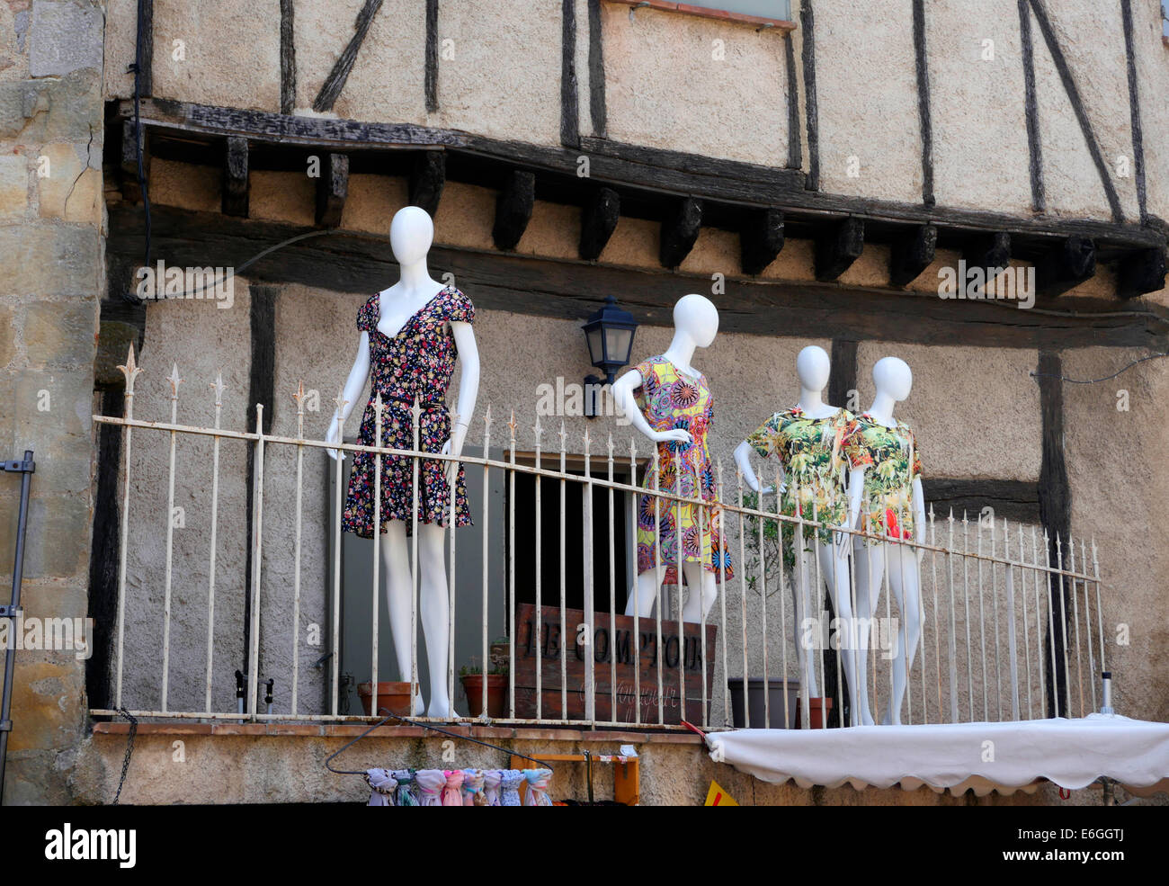 Outdoor womens fashions, Carcassonne, France Stock Photo