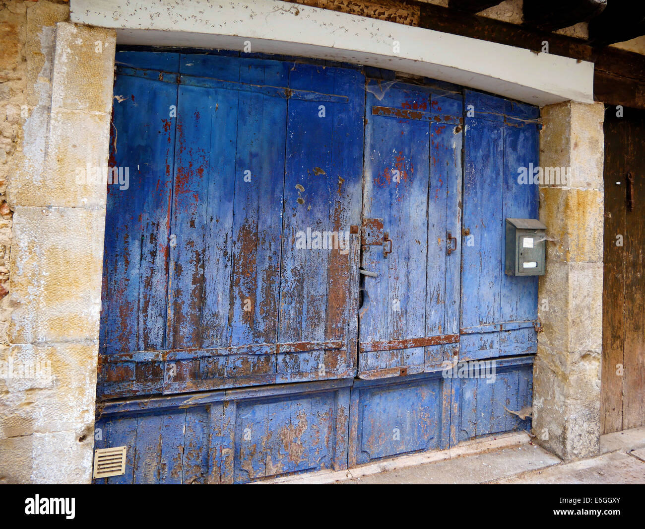 Blue doors, french house, Mirepoix France Stock Photo
