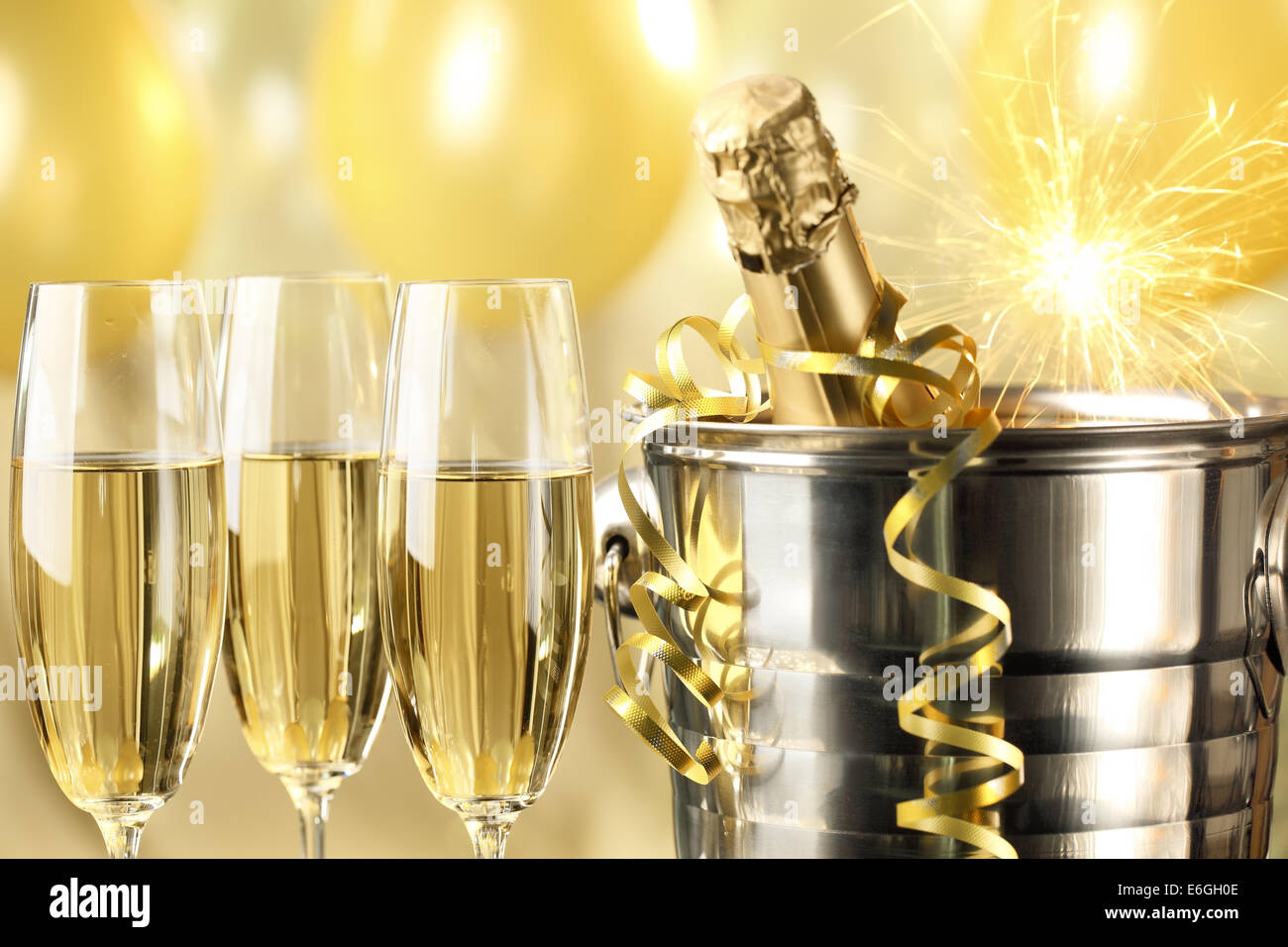 Celebration with Champagne,closeup. Stock Photo