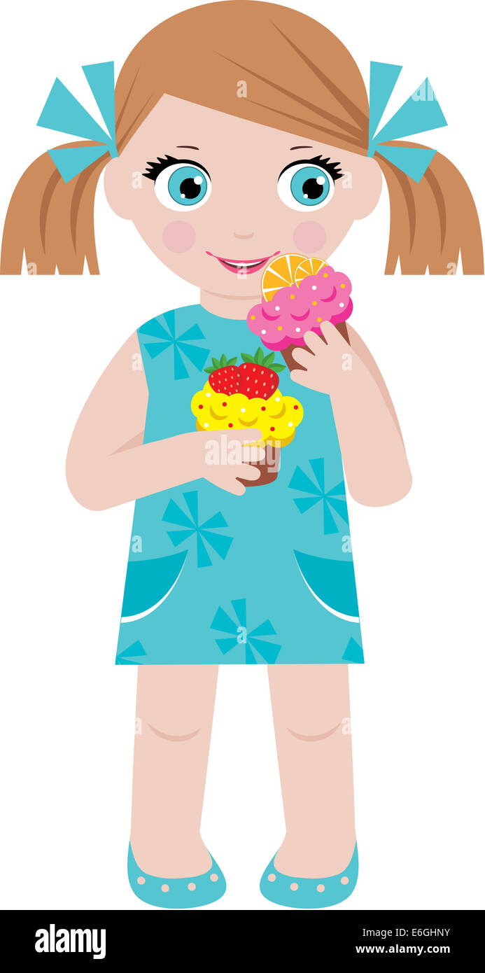 Little girl with cupcakes Stock Photo Alamy