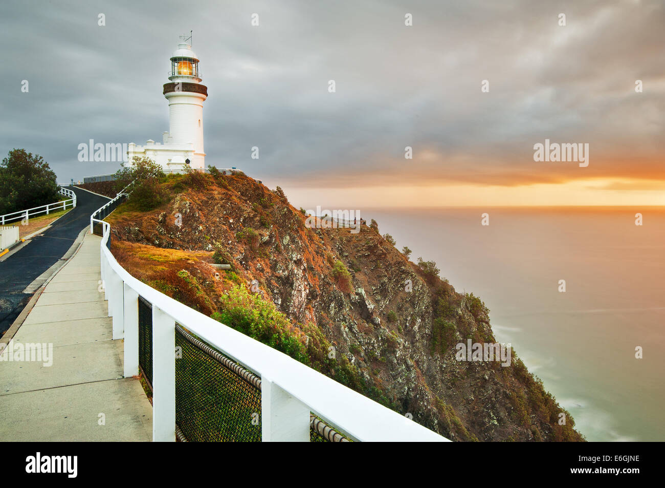 Cape Byron Lighthouse at dawn. Stock Photo