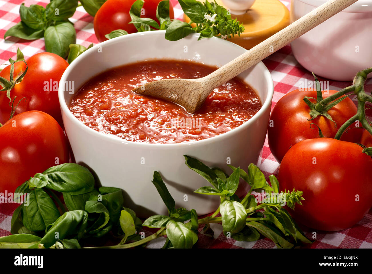 Homemade tomato puree Stock Photo