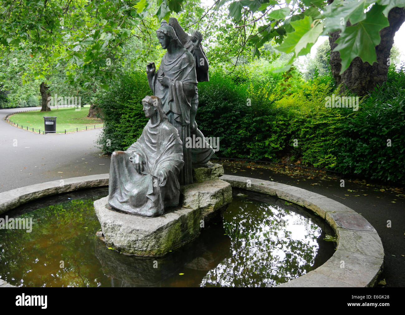 The statue of three fates in St Stephens Green Park, Dublin Ireland