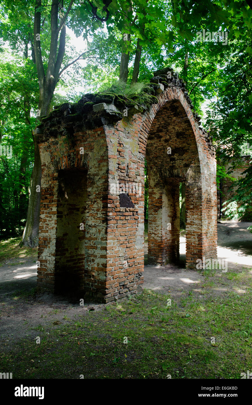 Artificial ruins in landscape garden Arkadia  near Lowicz, Poland, Europe Stock Photo