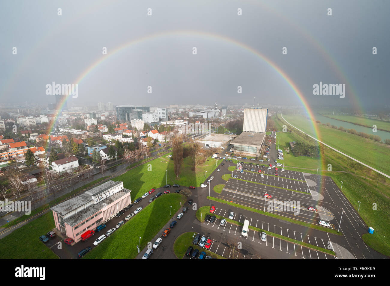 Rainbow clouds rain sun vector sky hi-res stock photography and images ...